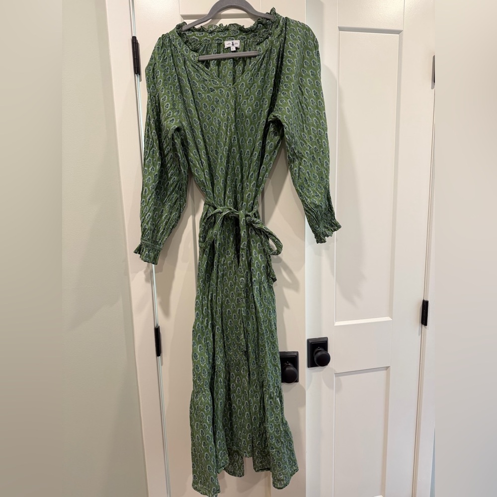 Green Block Print Women's Maxi Dress size L